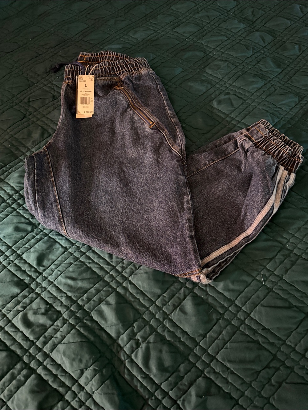 Adidas ivy park Dark Wash Denim Jogger Pants with Elastic Waist